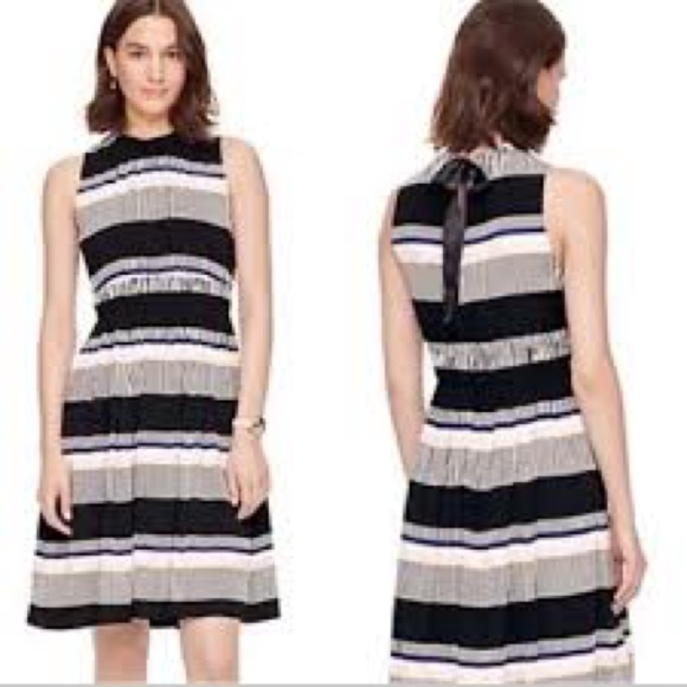 🛑 1 hour sale. Kate Spade, size 14, Elegant Black & White Bay Stripe Tie Back